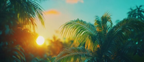 Serene Tropical Palm Trees at Dusk