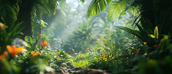 Exotic Foliage and Forest Scene