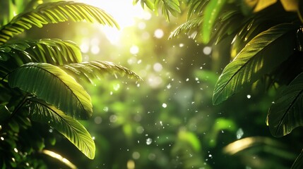 Lush Tropical Foliage Zoom Background Detail