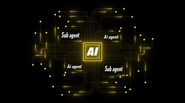 Multi function for Agentic AI technology motion background. Multi agent AI systems, Automate daily Tasks Smart AI solutions improve efficiency, Ai server powers all smart devices