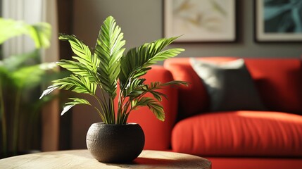 Vibrant Tropical Plant Accents Living Room