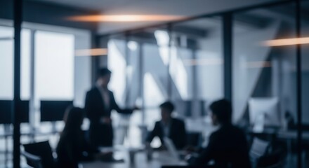 Fototapeta premium Soft Blur of Business Team Meeting — Abstract office atmosphere and modern workspace