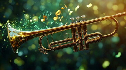 Elegant Trumpet Instrument with Musical Notation