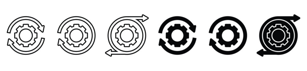 Operational Efficiency Icons – Linear Business Process Symbol Collection