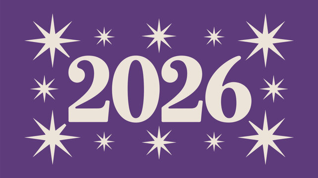 Get ready for a stellar year with this festive 2026 design, perfect for celebrations, invitations, and bringing sparkle to your projects