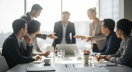 Corporate Team Collaborating in Office Meeting Room &mdash; sharing ideas and shaping business strategy