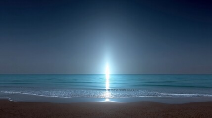 Ocean waves meeting beach under bright light