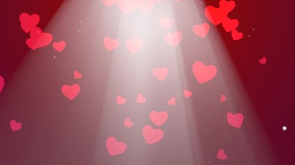 romantic love scene, backdrop illuminated by red lights and drifting love motifs