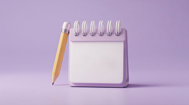 Blank purple desk calendar with pencil - Powered by Adobe