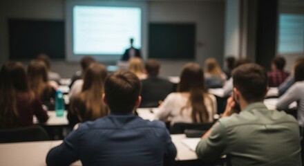 Group of Students Attending Educational Seminar — Listening to Instructor’s Presentation in University Classroom