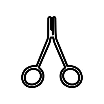 Vector illustration of surgical clamp hemostat forceps for medical procedure and healthcare equipment use