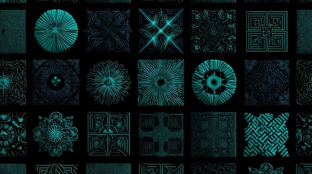 Abstract geometric patterns with green and black color scheme for modern design, Brain Teaser Month