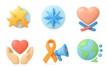 Vibrant charity icons collection for awareness and support campaigns