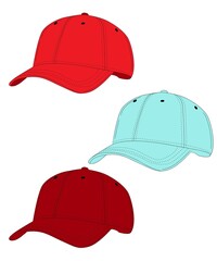 Colored Cap vector illustration White Background 