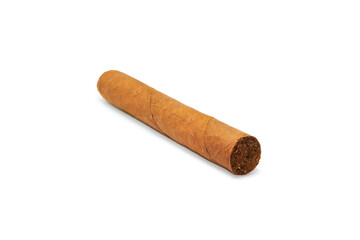 Original cuban cigar isolated on white background. Close-up