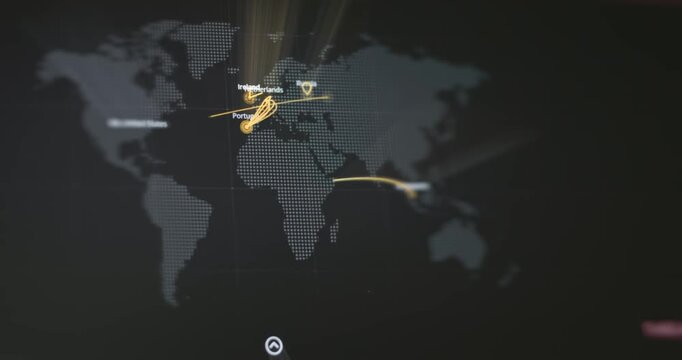 Cyber terrorism displayed on digital world map