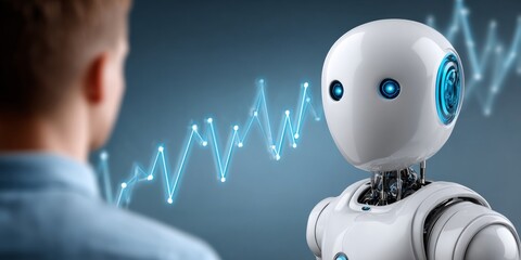 Futuristic Collaboration Analyzing Financial Data with AI Robots for Enhanced Investment Strategies