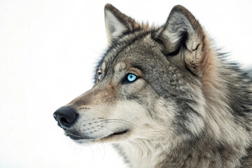 Obraz premium Grey Wolf Face Close-Up on Clean Background