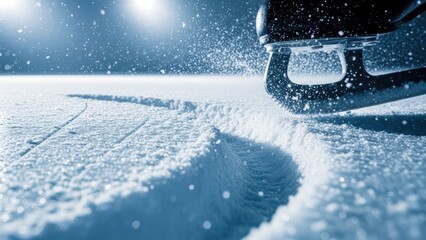 People ice skating on outdoor rink in winter