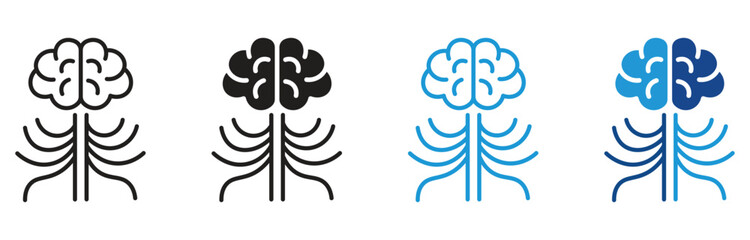 Nervous system line icon set. vector illustration.