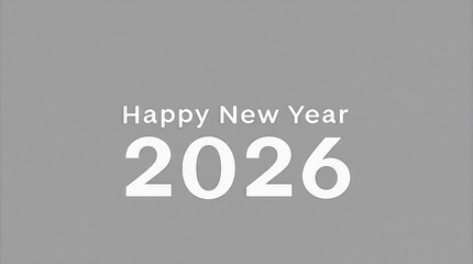 Happy New Year 2026 on Gray Background