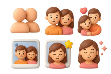 Romantic couple icons set for messaging and social media design