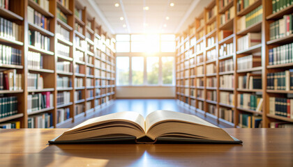 open book in library