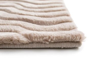 A sculpted wool carpet features a raised texture design and neutral color laid flat on a clean surface in a bright indoor setting. It adds warmth and comfort to the space