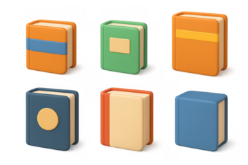 Colorful book icons for educational design and digital projects