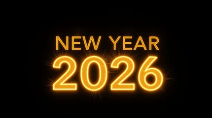New Year 2026 Glowing Gold Text