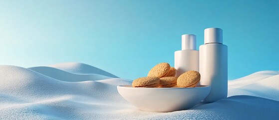 Assorted Sweet Biscuits in Blue Bowls