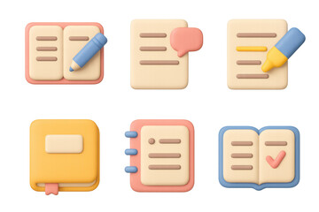 Educational icon set for academic and study themes: simple design for learning tools and resources