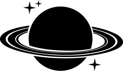 Planet and Saturn icon of space ringed planet symbols, astronomy galaxy elements, flat style, line style gradient vector illustration isolated on transparent background