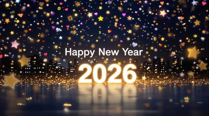 Obraz premium Happy New Year 2026 Celebration Cityscape