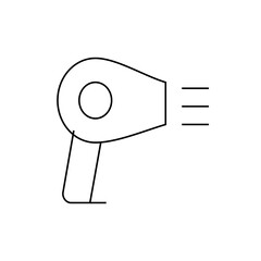 A simple line drawing of a hair dryer with a handle and three lines coming out of the nozzle end