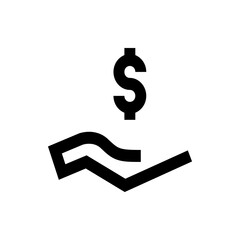 Illustration of a hand holding or receiving a dollar sign, representing wealth or financial gain