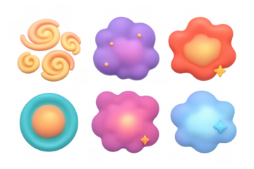 Colorful cartoon galaxy icons for design and decoration