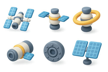 Futuristic space station icons collection for digital design projects