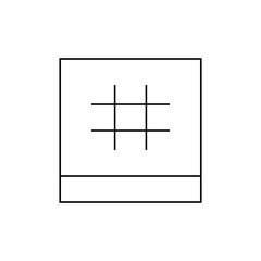 Illustration of a square shape with a grid inside and a rectangle below, all outlined in black lines