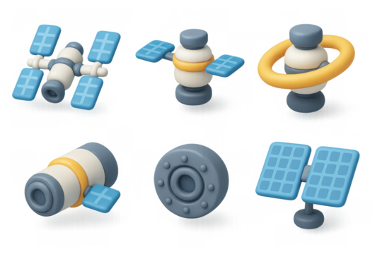 Futuristic space station icons collection for digital design projects - Powered by Adobe