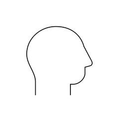 Silhouette of a head in profile with a simple outline against a white background in a minimalist style