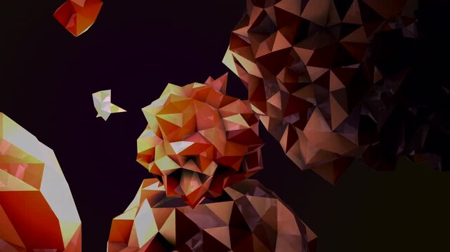 spectacular scene showcasing glowing polyhedral clusters against shadowy environment