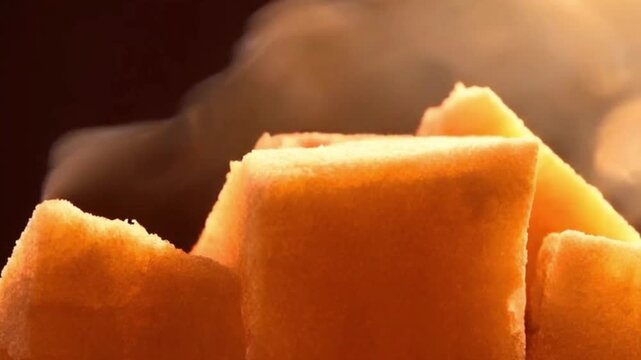 Warm bread with steam &mdash; atmosphere of homey comfort, appetizing aroma, and gastronomic warmth.