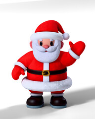 Cartoon Santa Claus waving on transparent background 3D render