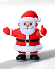Cute cartoon Santa Claus character on transparent background 3D render