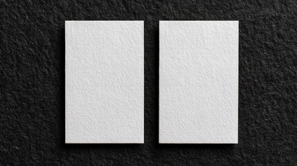 Professional setting chaos of two vertical white business cards in minimalism
