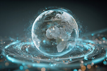 Stunning digital globe symbolizing global connections and innovative technology solutions, perfect for illustrating international business and futuristic designs