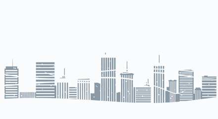 Fototapeta premium Urban Metropolis Distressed Silhouette: A Minimalist Cityscape Depiction in Gray Hues