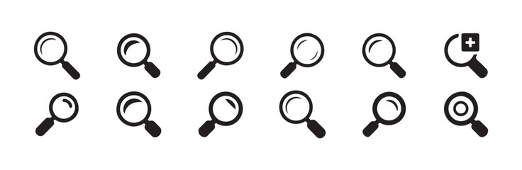 Search icon set vector. collection of search icons. magnifying glass icon. find symbol. zoom in sign