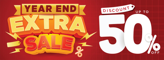 year end extra sale banner. clean modern 3d style. promotional sale banner template vector illustration